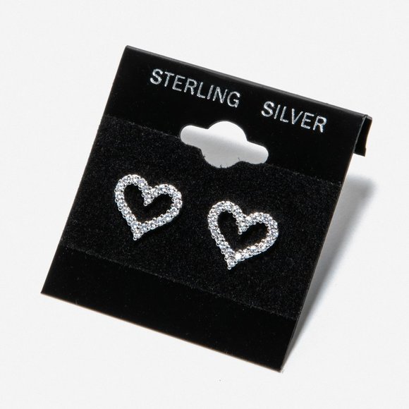 Jewelry - Heart Stud S925 Sterling Silver Crystal Earrings